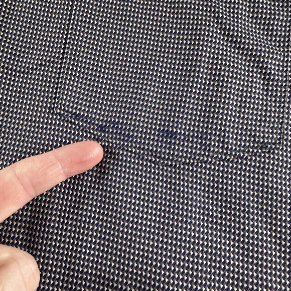 Ermenegildo Zegna Shirt Mens Pattern Short Sleeve Button Up‎ Houndstooth Blue - Picture 7 of 11